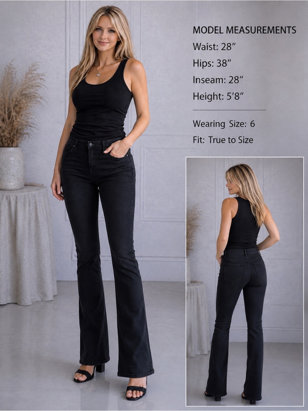 Gloria Vanderbilt Amanda Black Jeans, Stretch Slimming Denim Classic Fit.